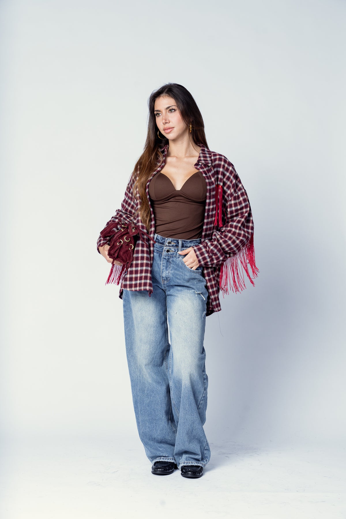 CAMICIA FRANGE BORDEAUX