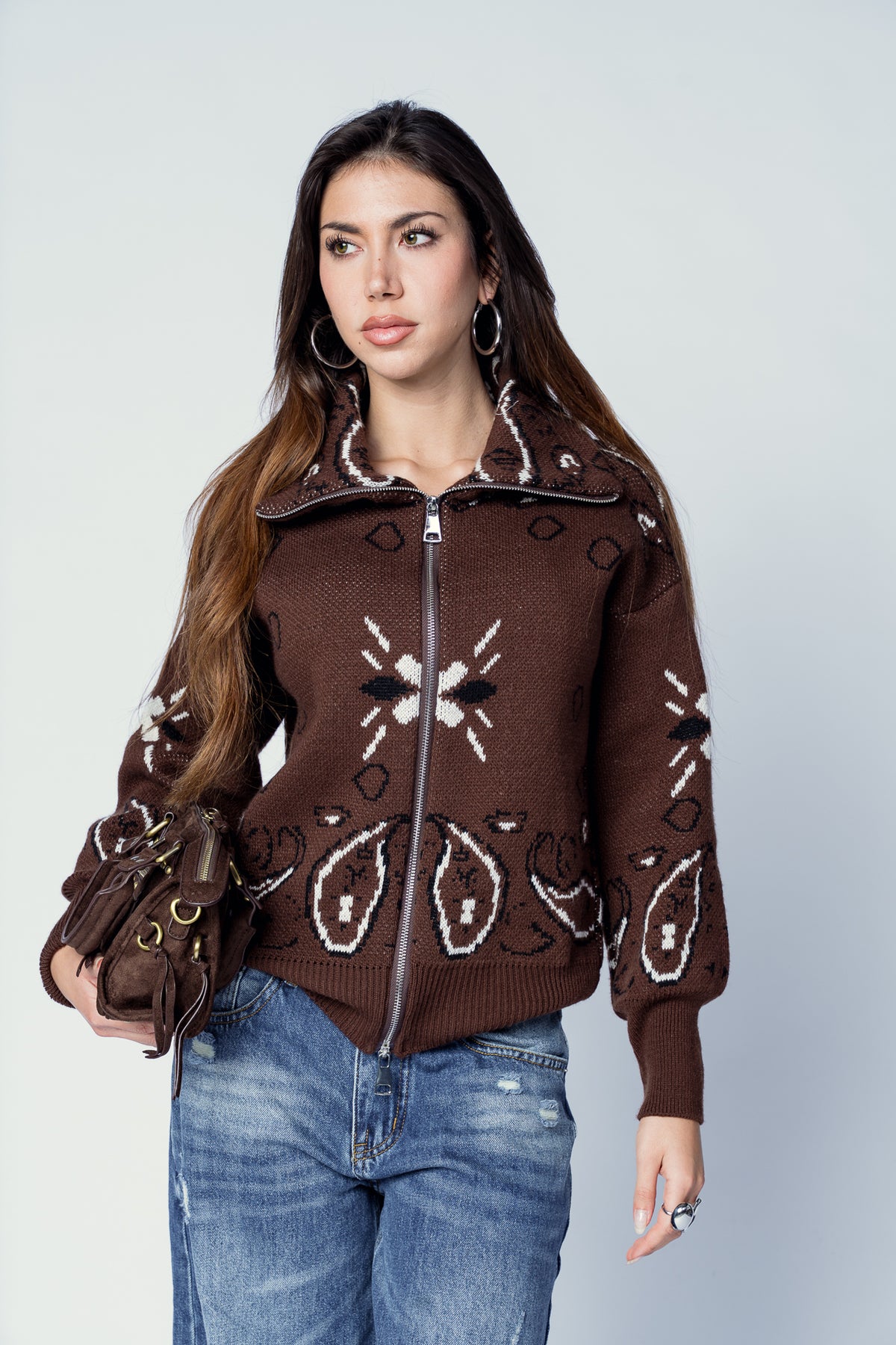 CARDIGAN BANDANA BROWN