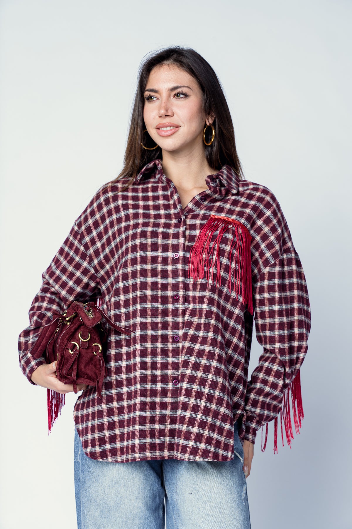 CAMICIA FRANGE BORDEAUX