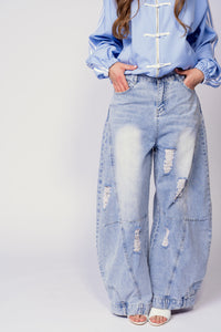 JEANS RIPPED BALOON