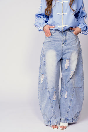 JEANS RIPPED BALOON