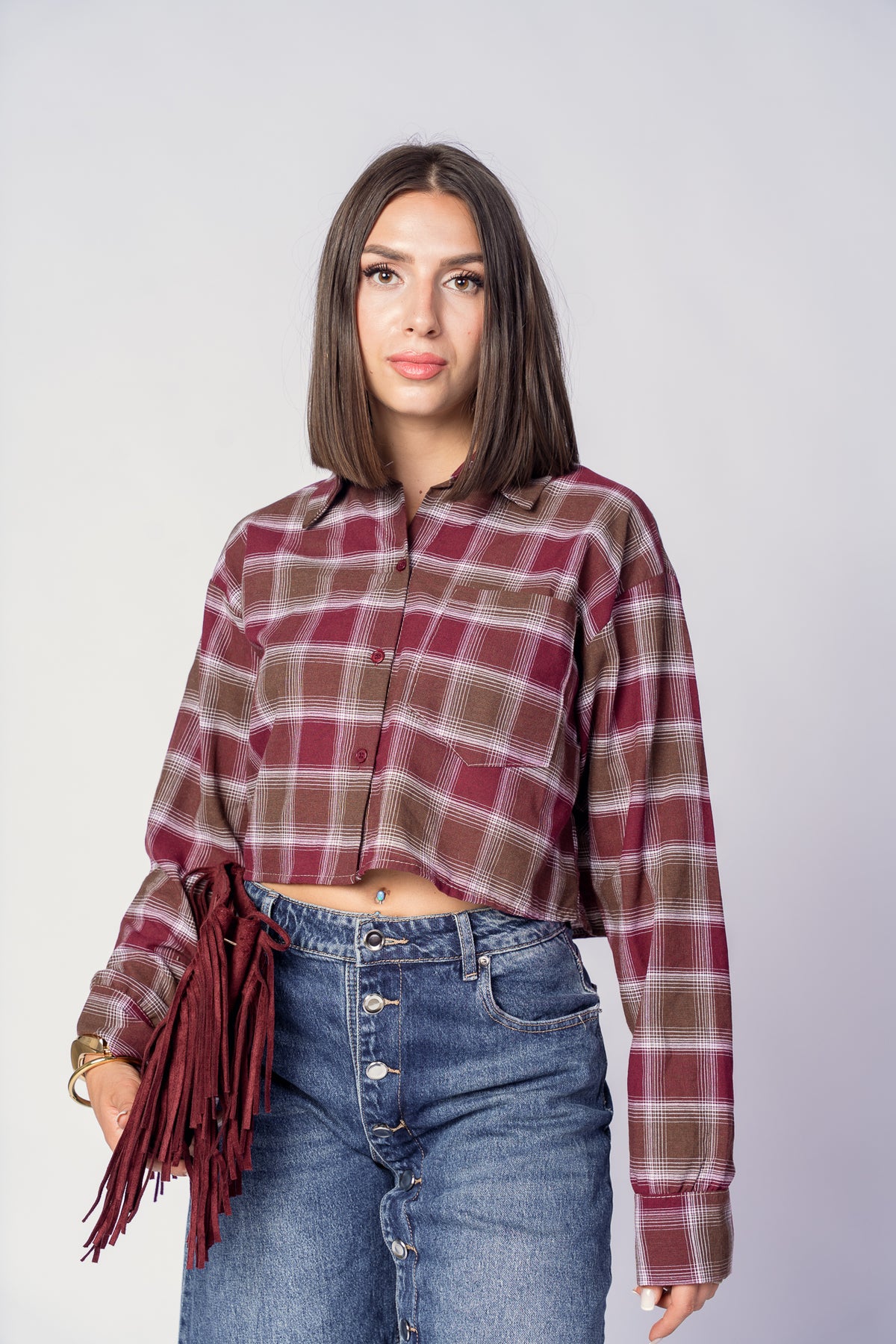 CAMICIA QUADRI BORDEAUX