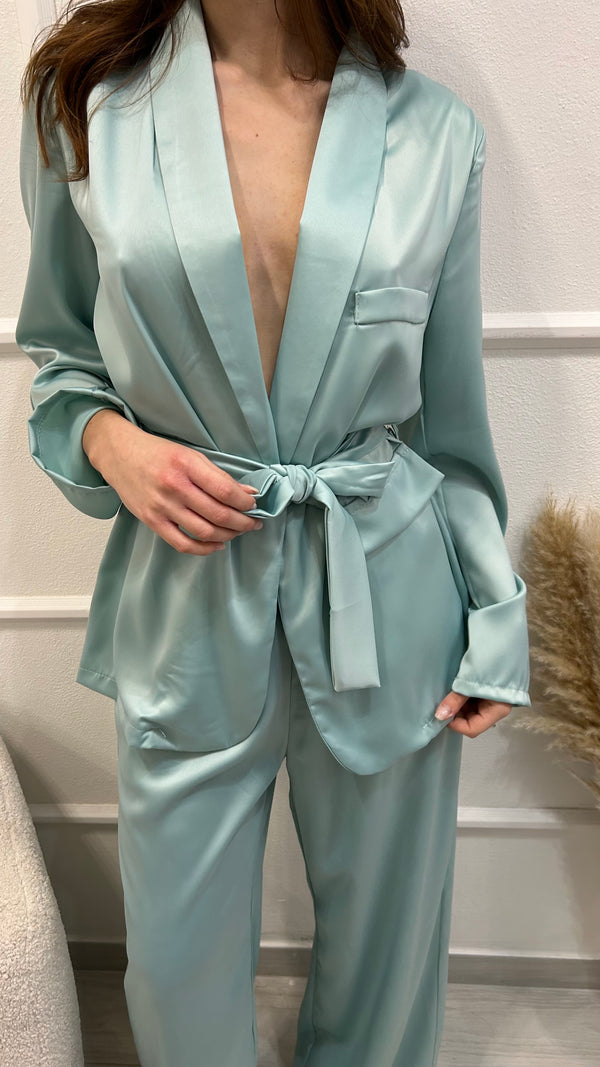 Tailleur Satin Turchese