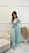 Tailleur Satin Turchese
