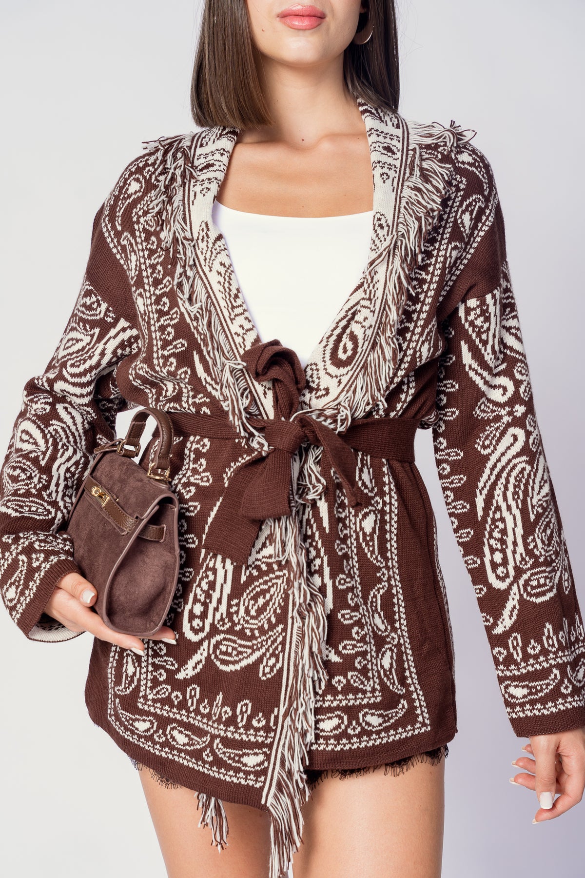 CARDIGAN AZTECO MARRONE