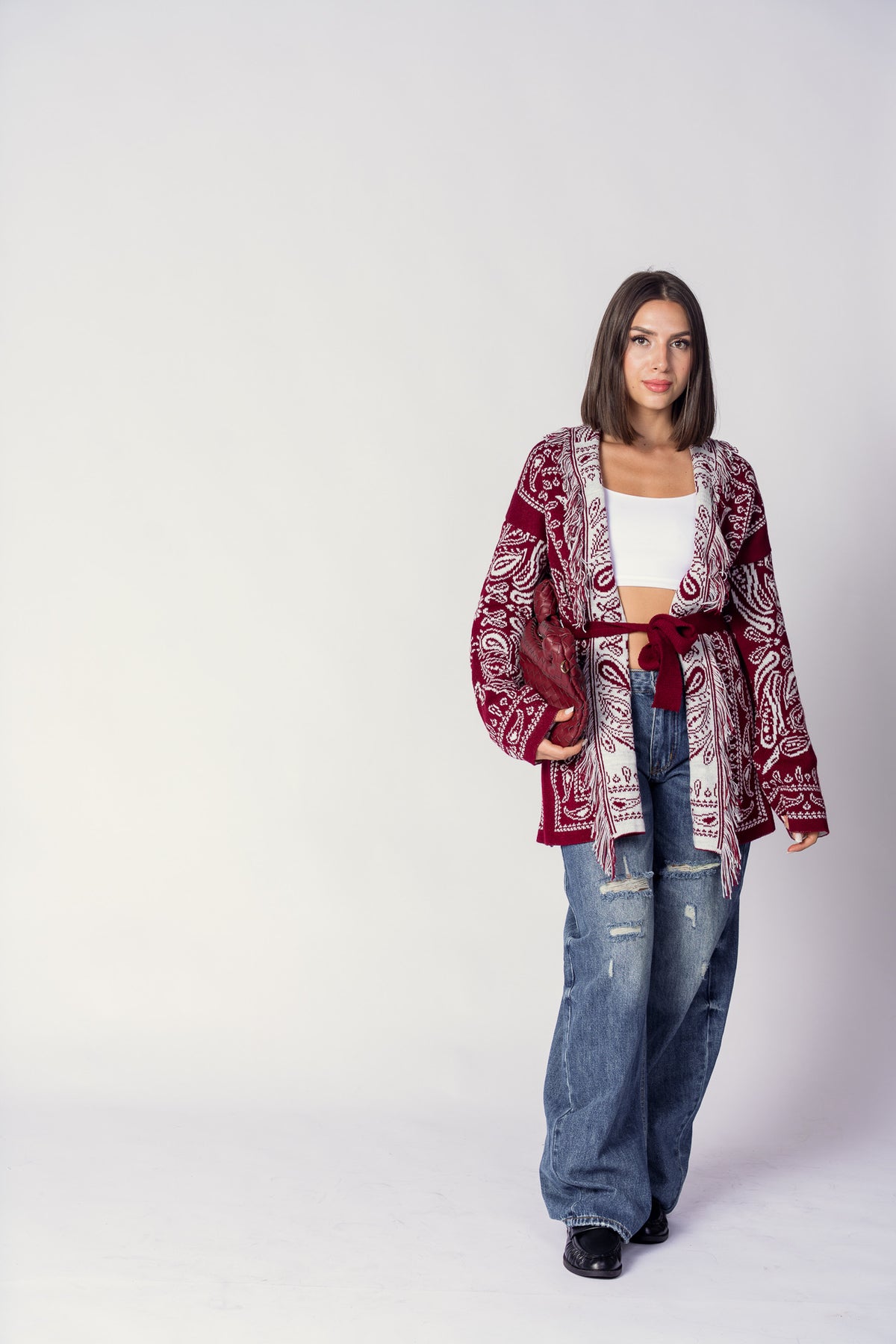 CARDIGAN ATZECO BORDEAUX