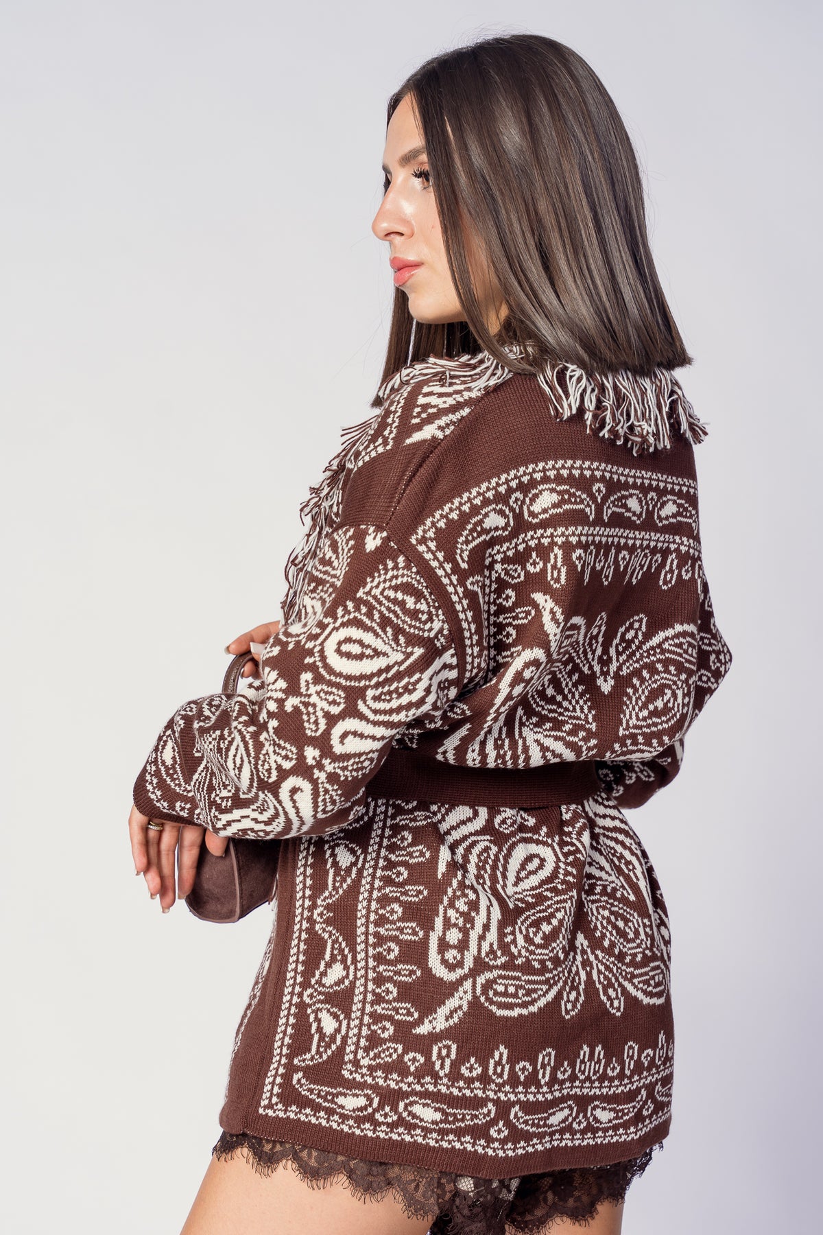 CARDIGAN AZTECO MARRONE