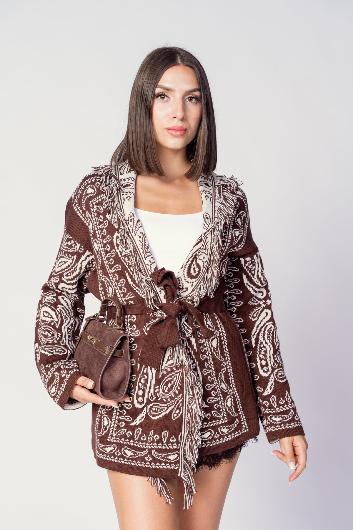 CARDIGAN AZTECO MARRONE