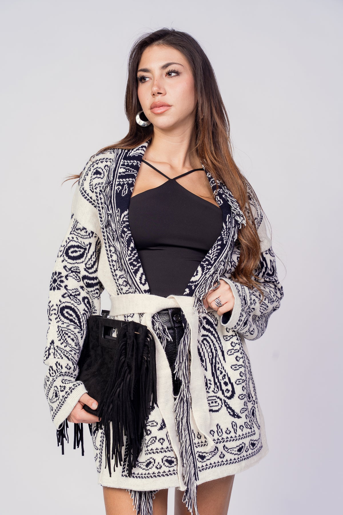 CARDIGAN AZTECO BIANCO