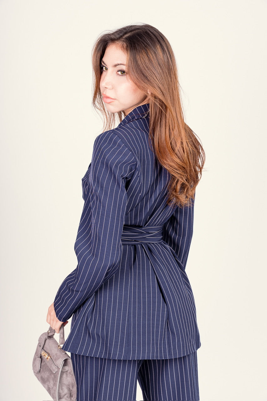 Tailleur Athena Gessato Blu
