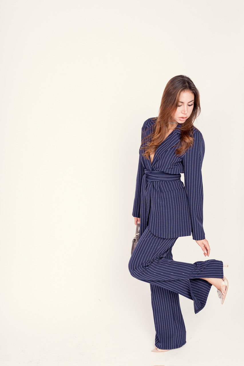 Tailleur Athena Gessato Blu